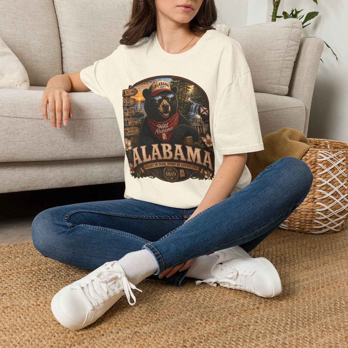 Alabama Bear Graphic T-Shirt — Vintage State Pride Tee