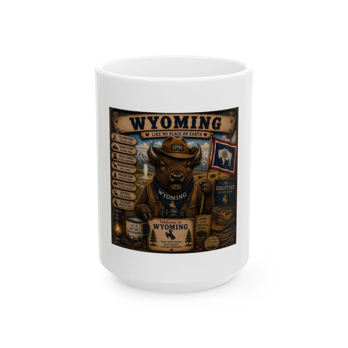 Wyoming Buffalo State Pride Mug — Rustic Travel & Outdoor Coffee Cup (11oz/15oz)