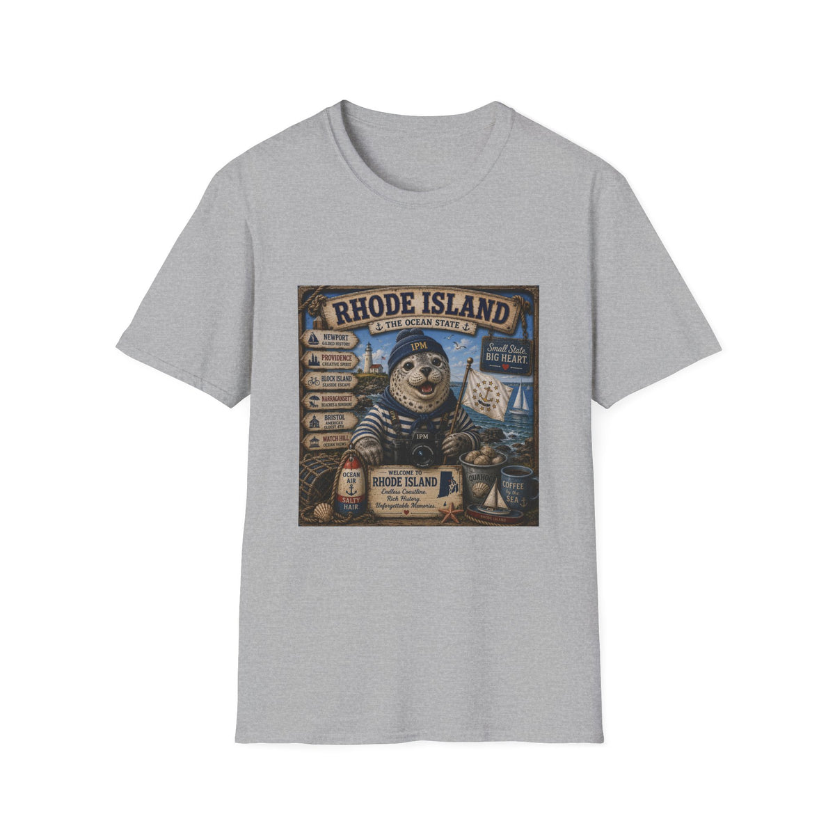 Rhode Island Sealife T-Shirt — 'The Ocean State' Vintage Seal Design