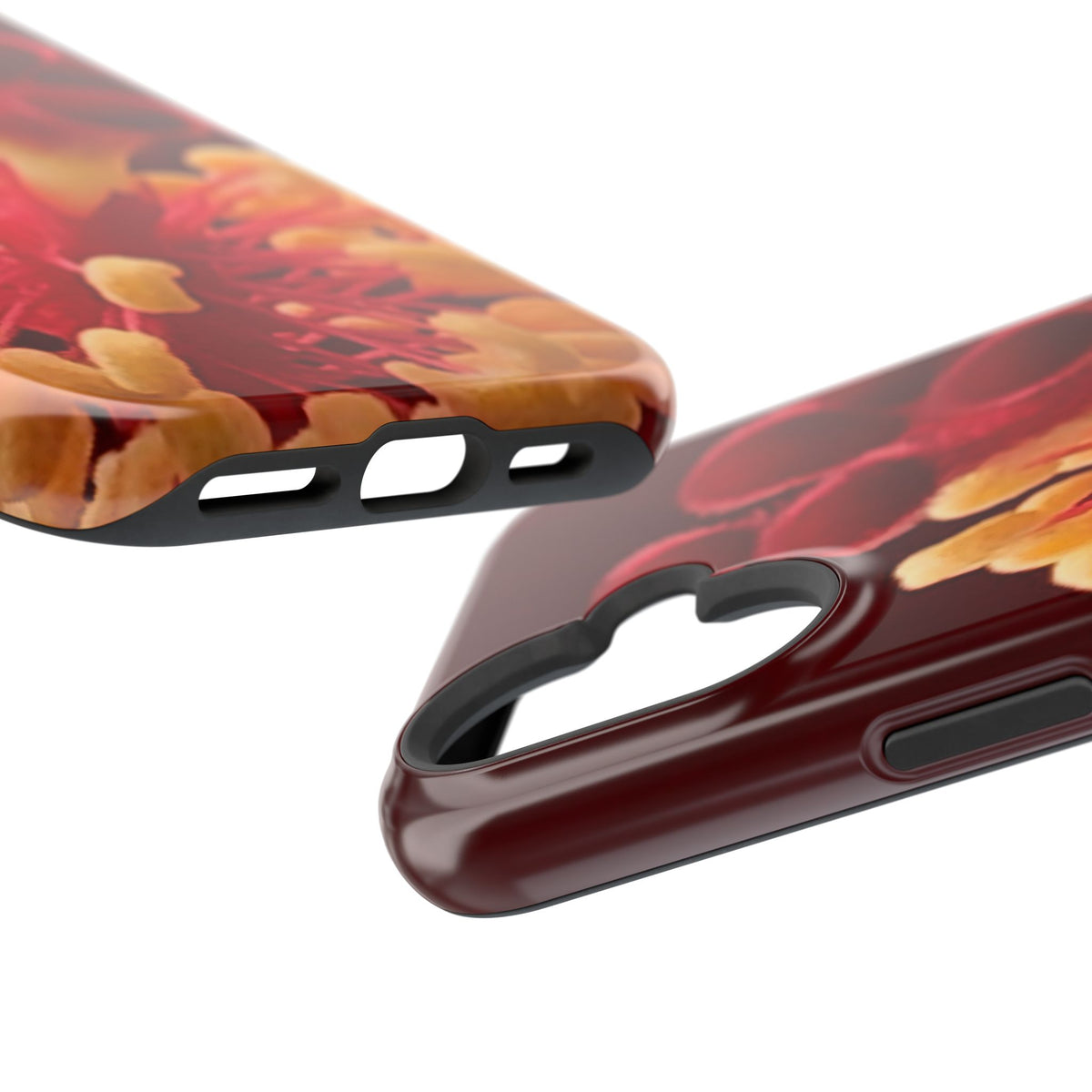 Floral Macro Phone Case — Red & Yellow Pollen Design (Magnetic Impact-Resistant)