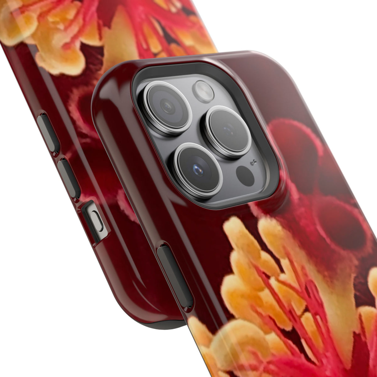Floral Macro Phone Case — Red & Yellow Pollen Design (Magnetic Impact-Resistant)