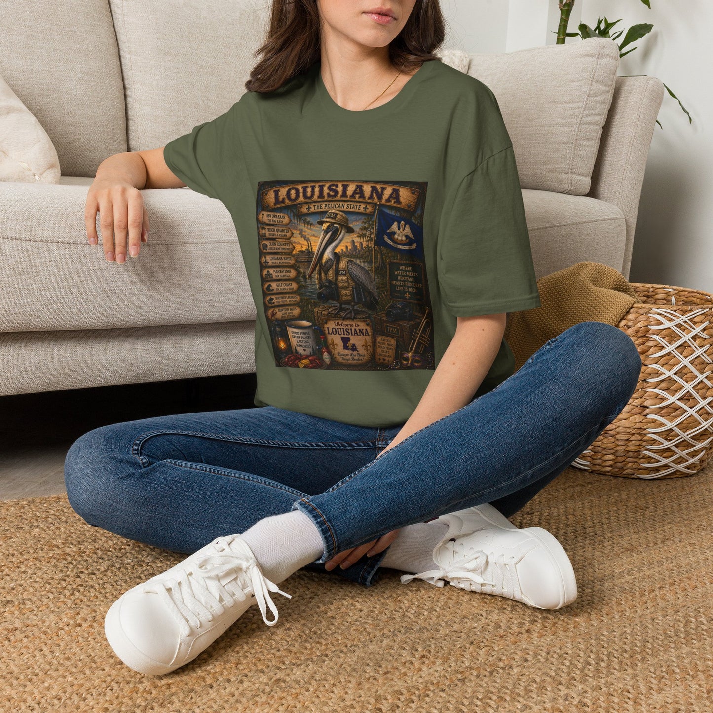 Louisiana Pelican State Vintage Poster T-Shirt — Retro Travel Souvenir