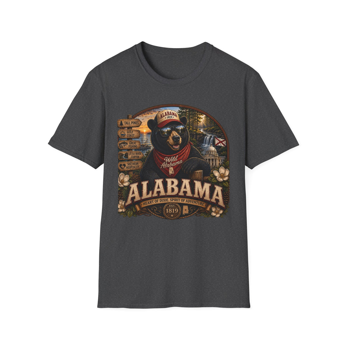 Alabama Bear Graphic T-Shirt — Vintage State Pride Tee