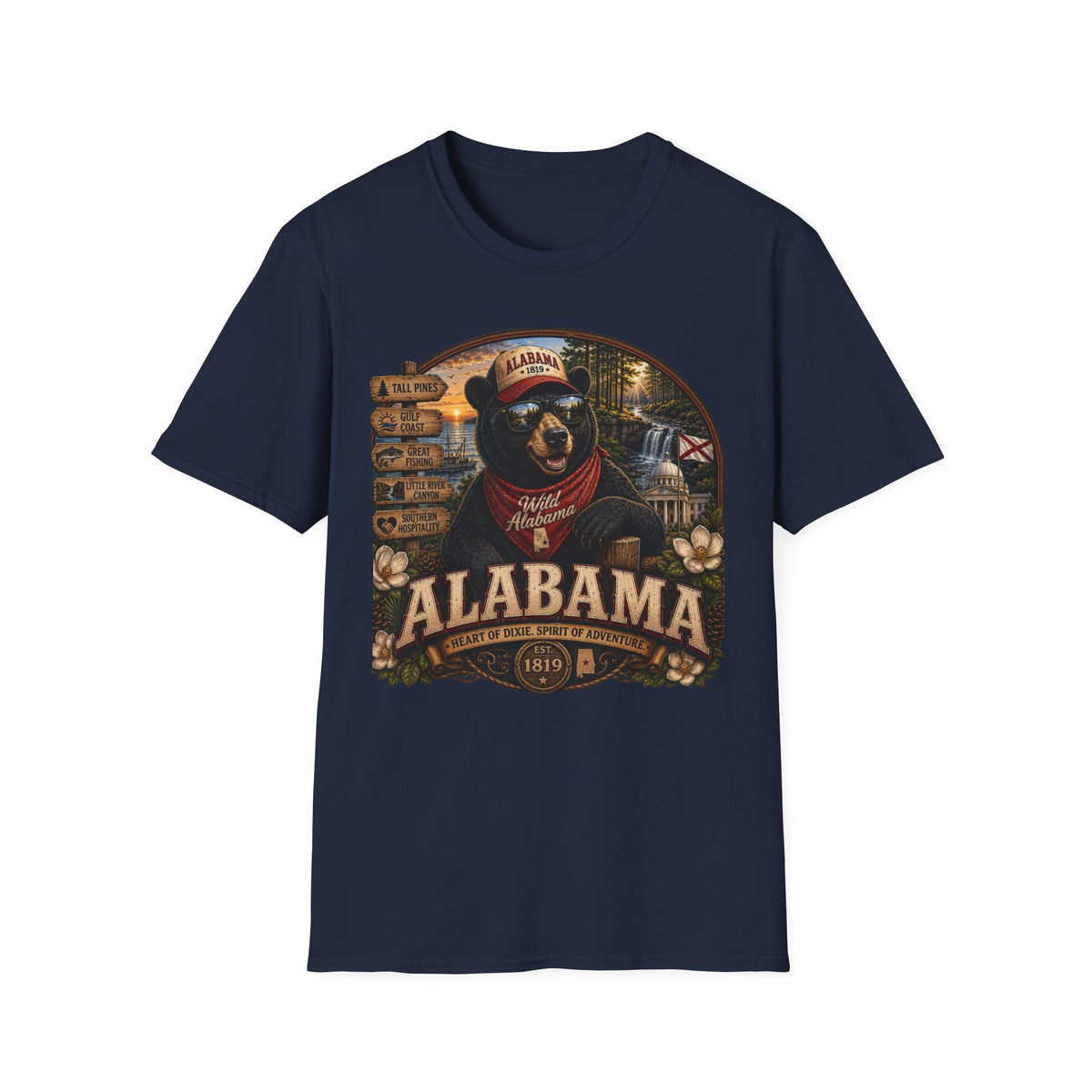 Alabama Bear Graphic T-Shirt — Vintage State Pride Tee