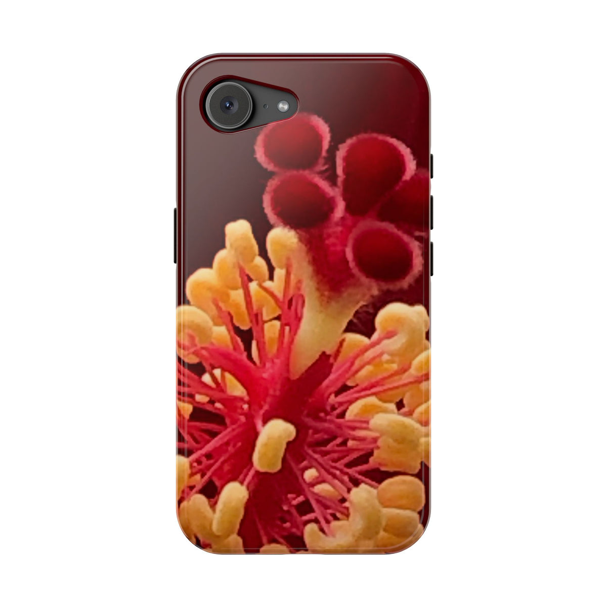 Floral Macro Phone Case — Red & Yellow Pollen Design (Magnetic Impact-Resistant)