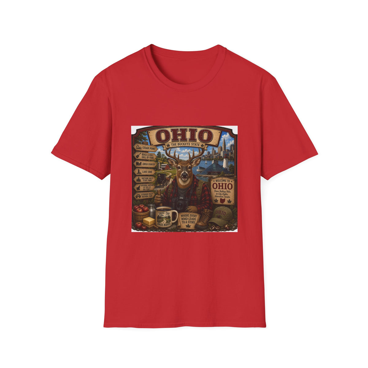 Ohio State Vintage Deer T-Shirt — Buckeye State Travel Graphic Tee