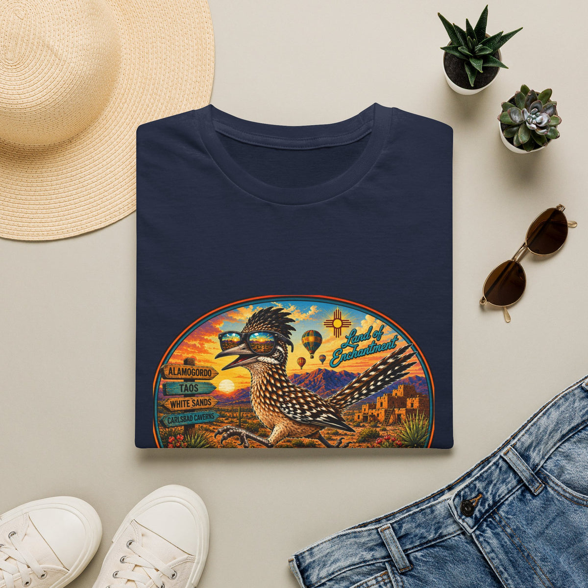 New Mexico Roadrunner Sunset T-Shirt — Southwestern Desert Travel Tee