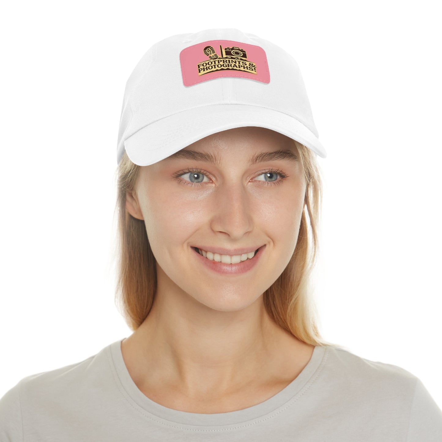 Leather Patch Dad Hat — "Footprints & Photographs" Outdoor Photographer Cap