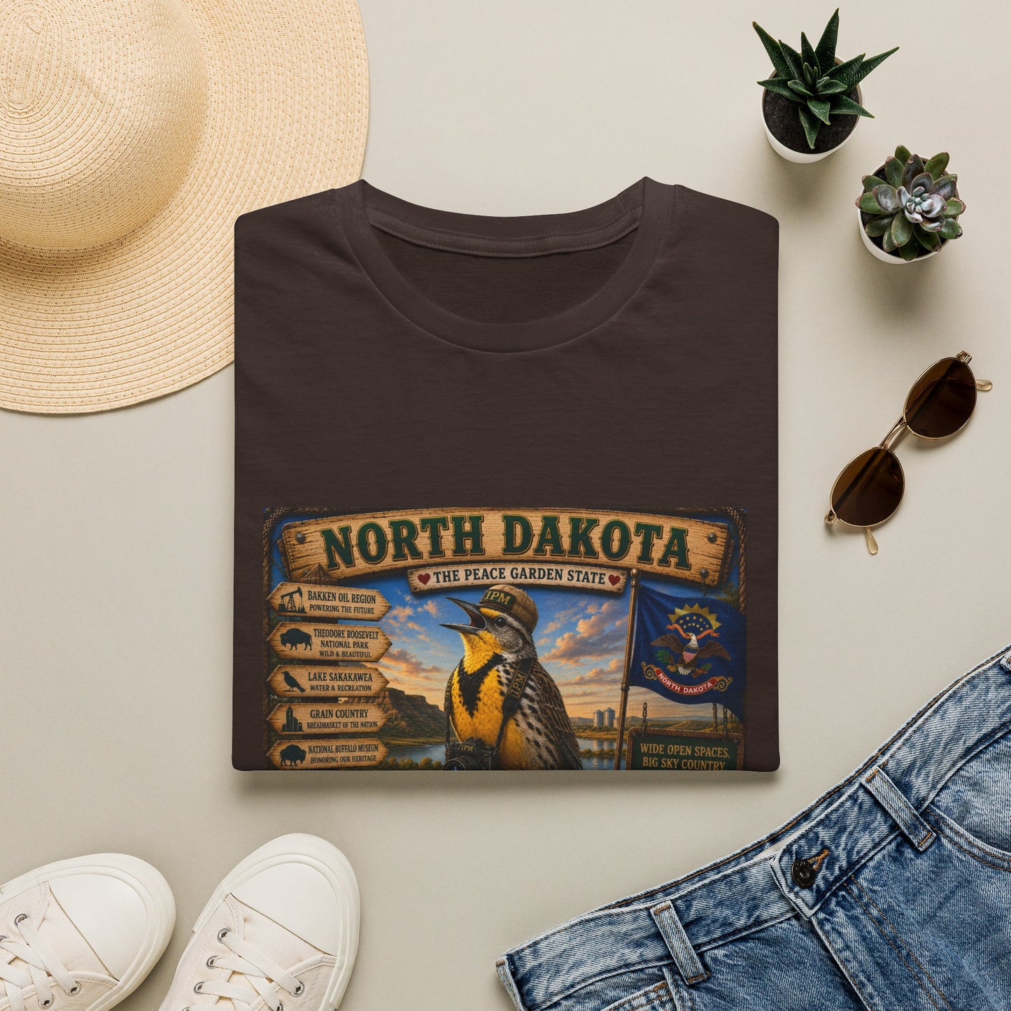 North Dakota State Pride T‑Shirt — "North Dakota: The Peace Garden State" Vintage Travel Design