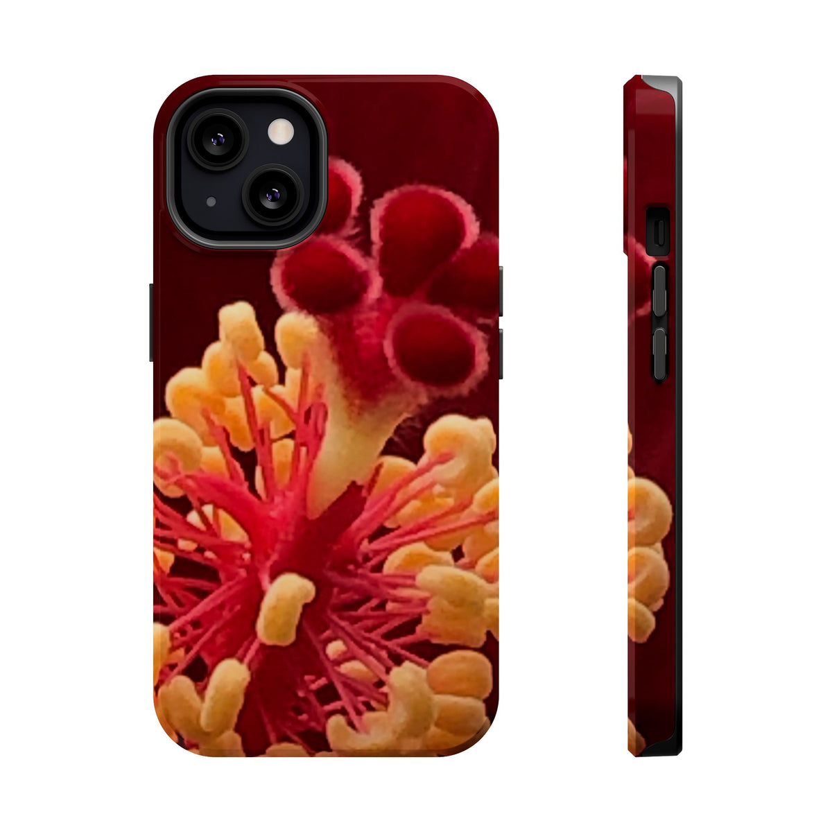 Floral Macro Phone Case — Red & Yellow Pollen Design (Magnetic Impact-Resistant)