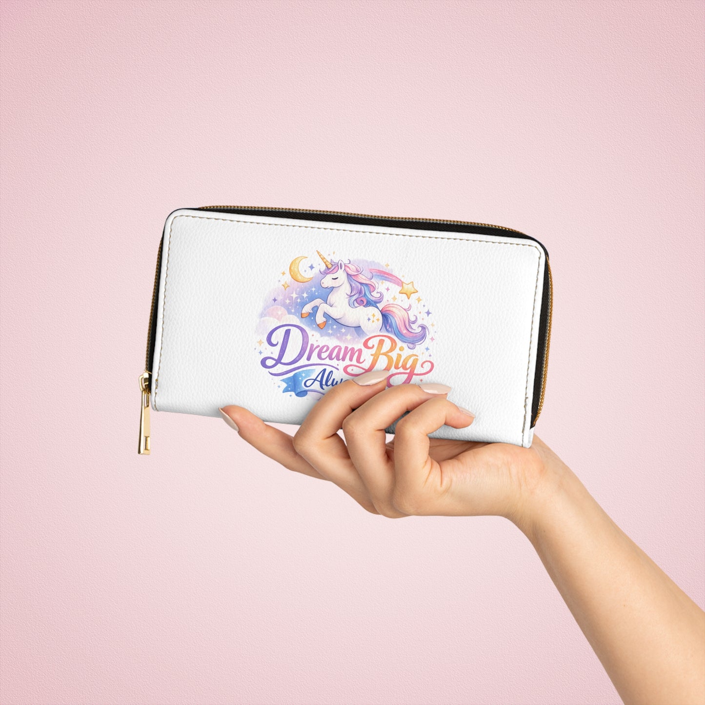 Dream Big Always Unicorn Zipper Wallet — Magical Pastel Unicorn Wallet