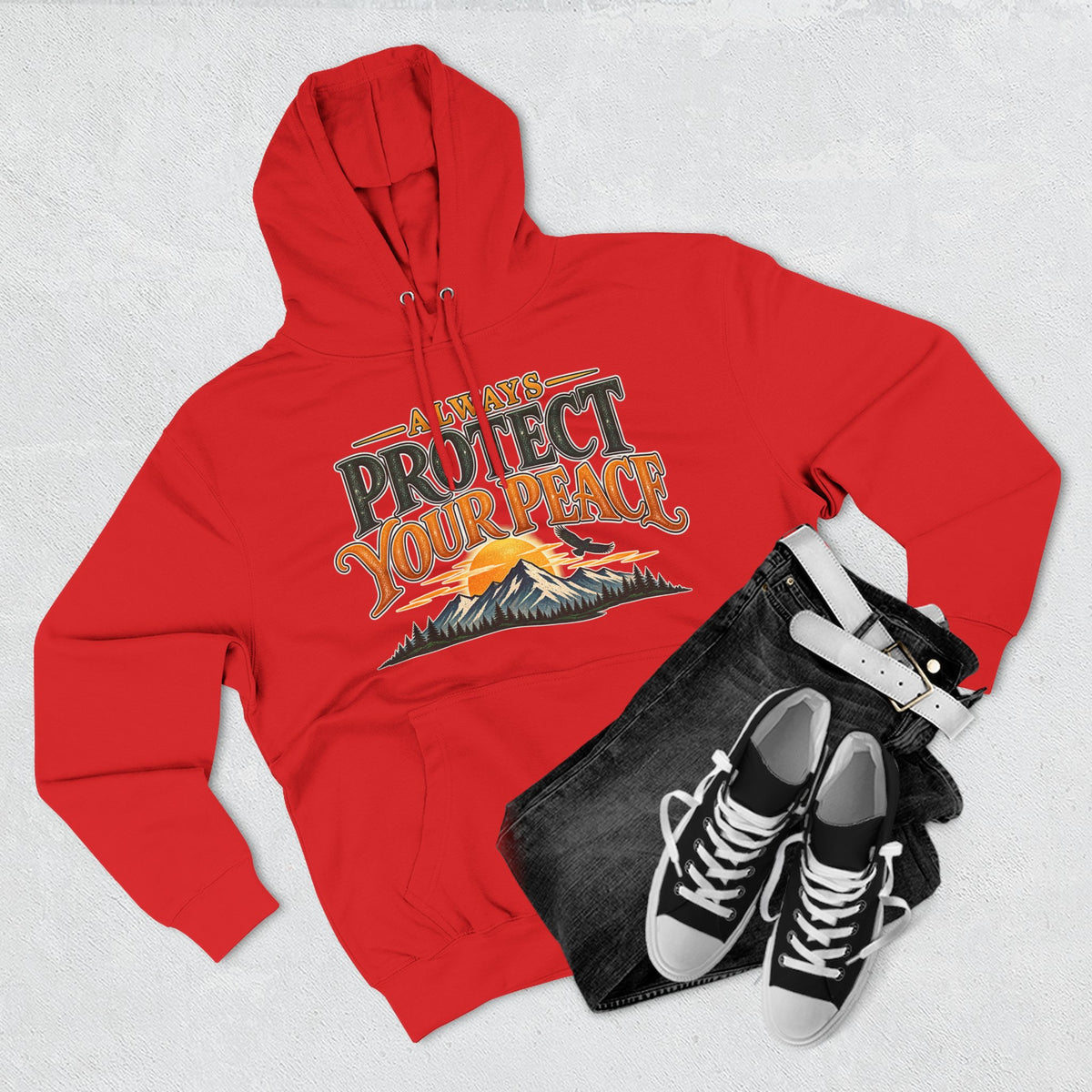 Hoodie - "Always Protect Your Peace" Mountain Graphic Fleece Hoodie