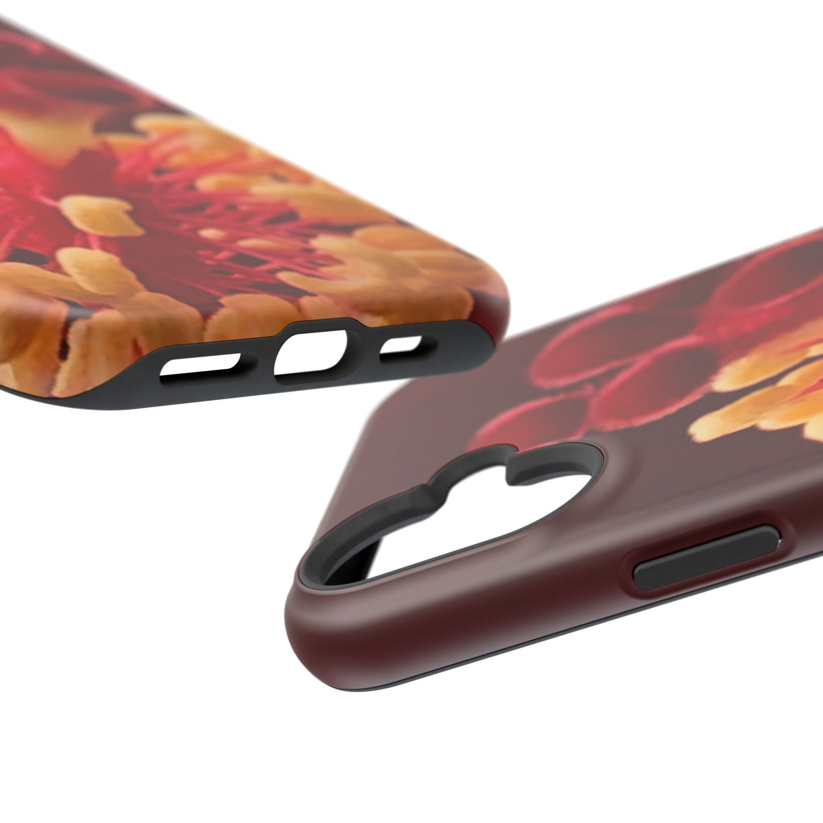 Floral Macro Phone Case — Red & Yellow Pollen Design (Magnetic Impact-Resistant)