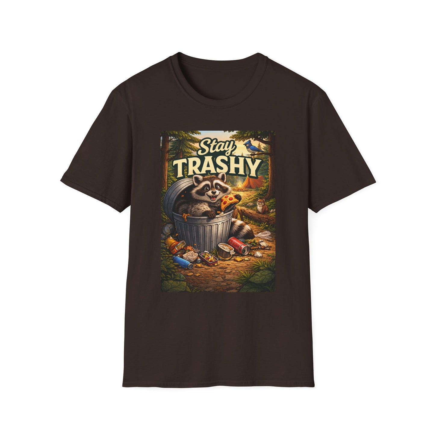 Stay Trashy Raccoon T-Shirt — Funny Garbage Bandit Graphic Tee