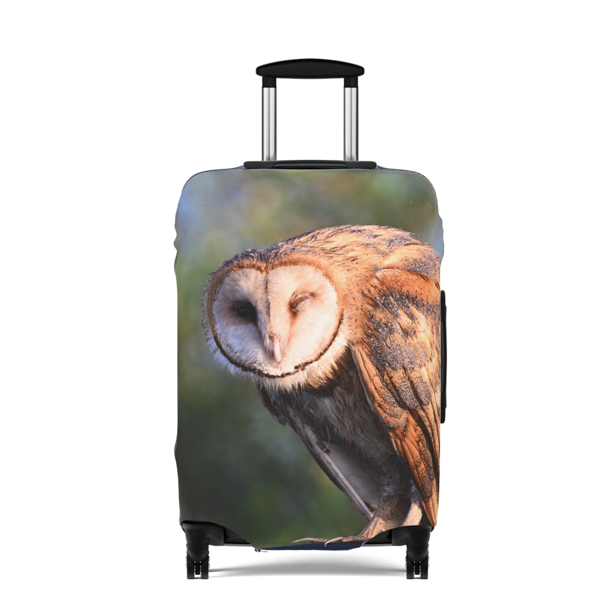 Barn Owl Luggage Cover — Realistic Wildlife Print Travel Protector
