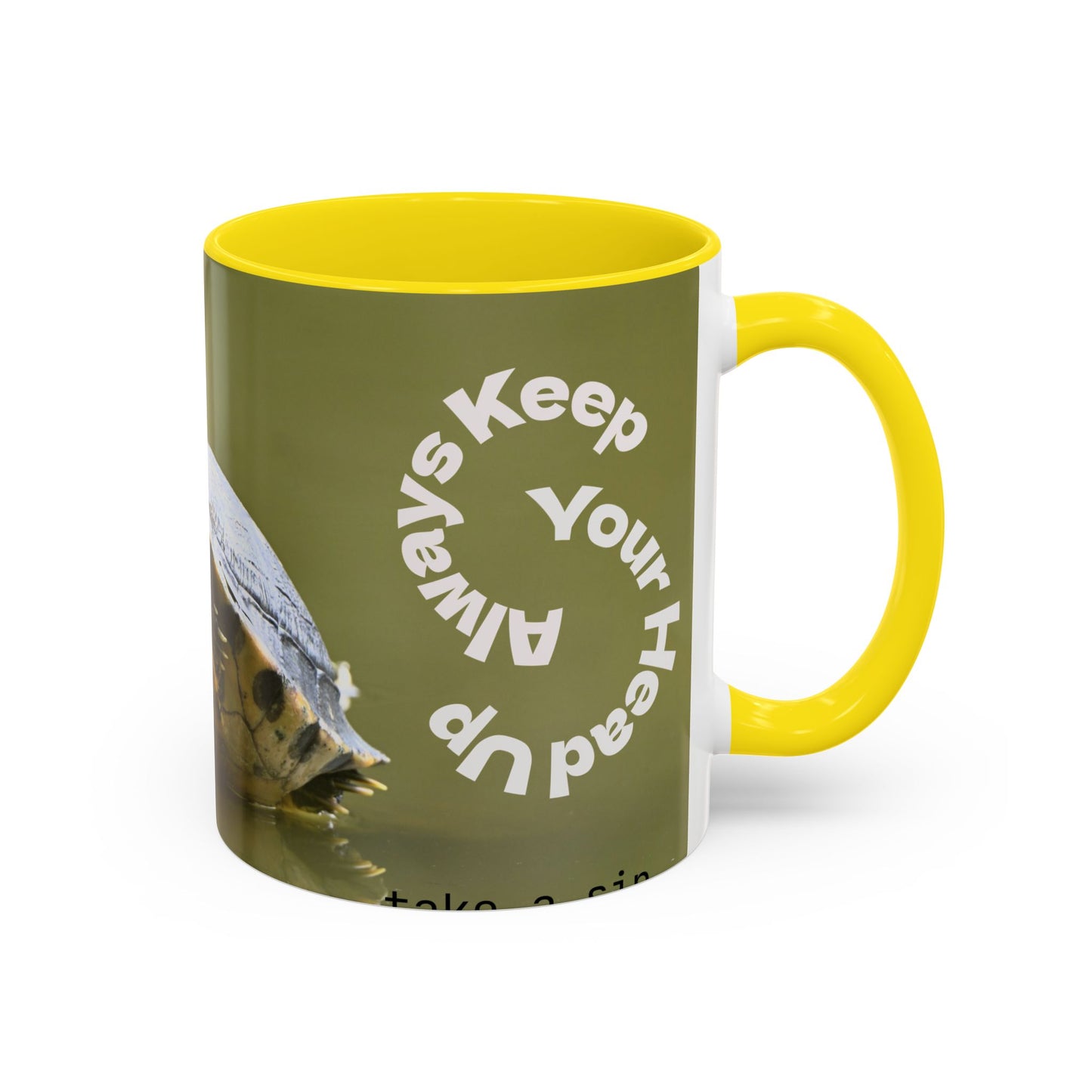 Turtle Coffee Mug — "Always Keep Your Head Up" Inspirational Accent Mug (11/15 oz)