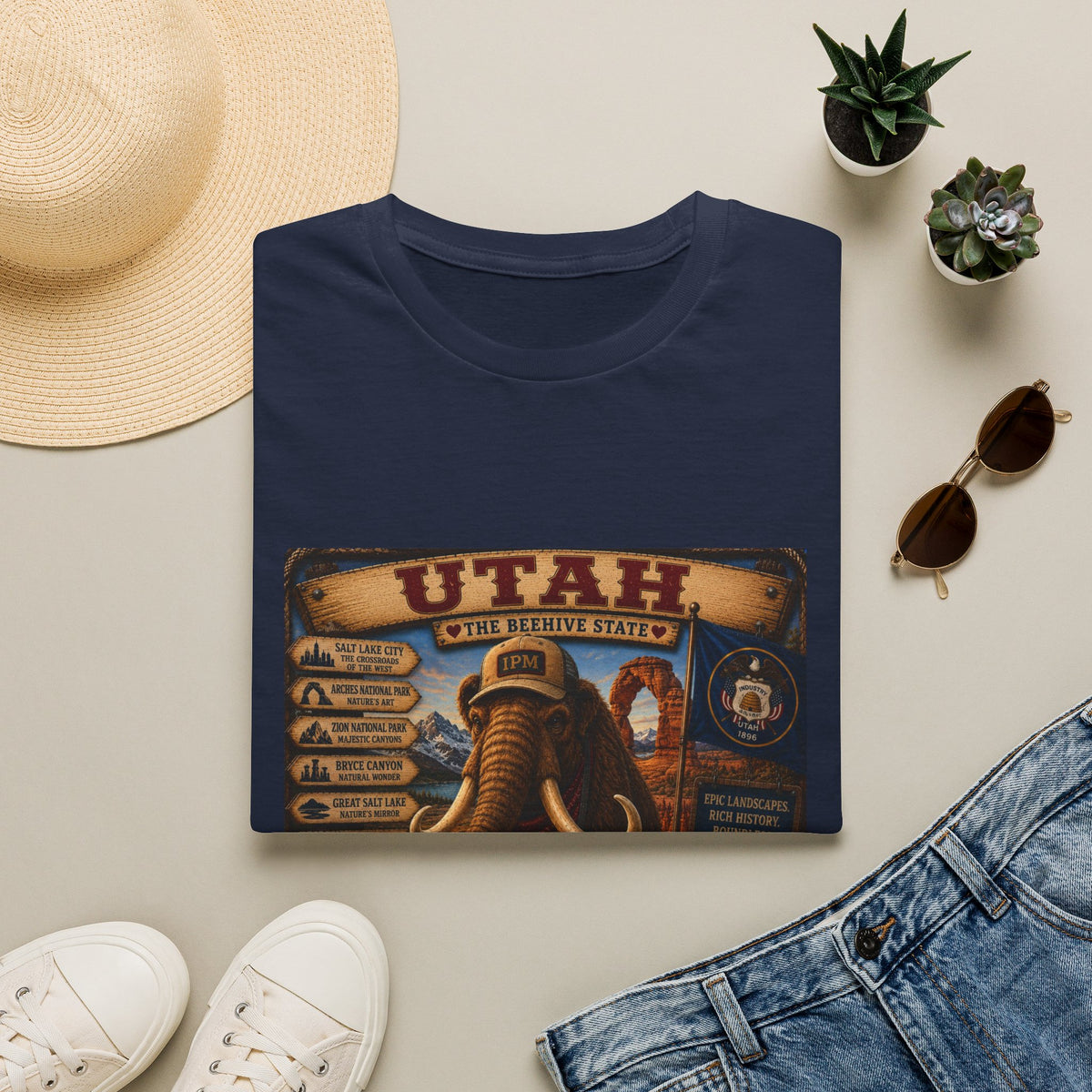 Utah The Beehive State Vintage Mammoth T-Shirt