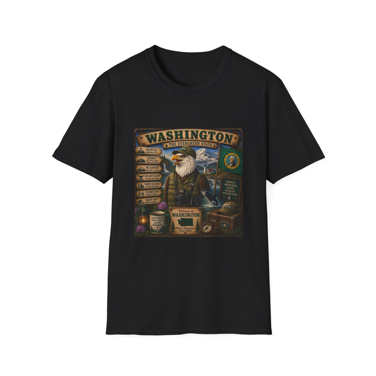 Washington State Eagle Vintage Graphic T-Shirt — The Evergreen State Souvenir