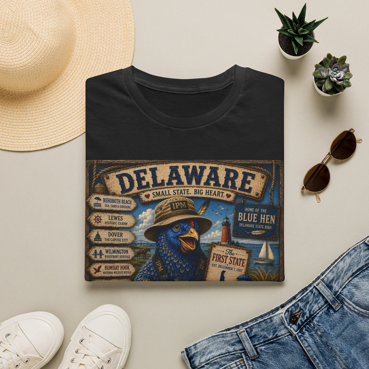 Delaware Blue Hen Vintage State Pride T-Shirt