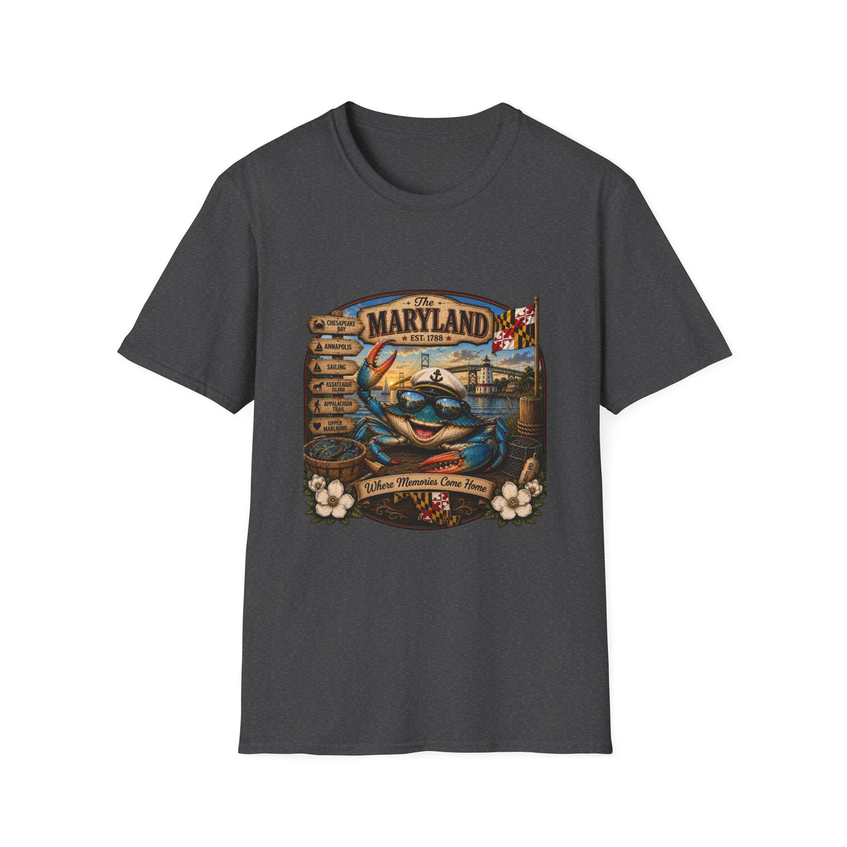 Maryland Vintage Crab T-Shirt – Chesapeake Bay Coastal Travel Tee