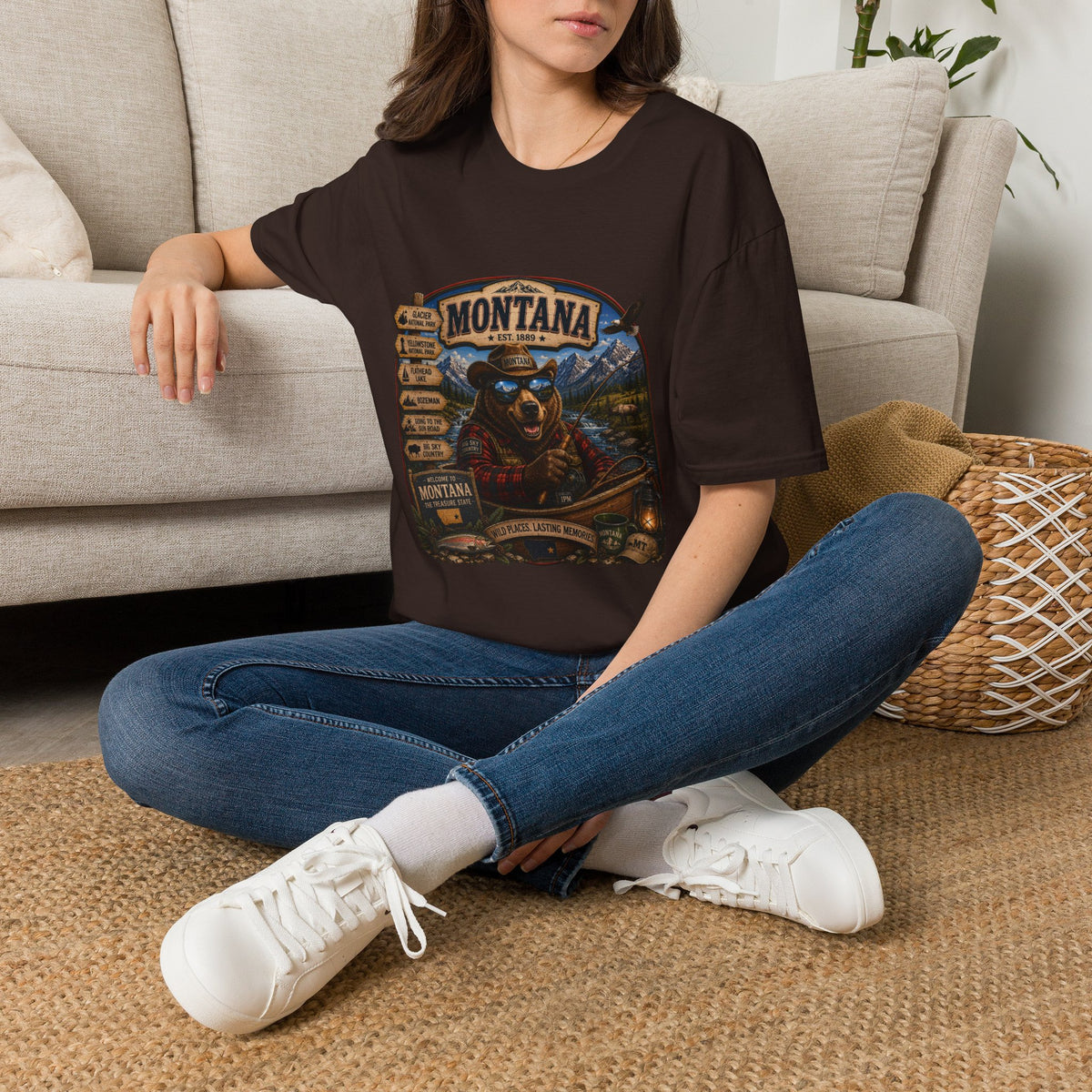 Montana Bear Graphic T-Shirt — Vintage Outdoor Scenic Tee