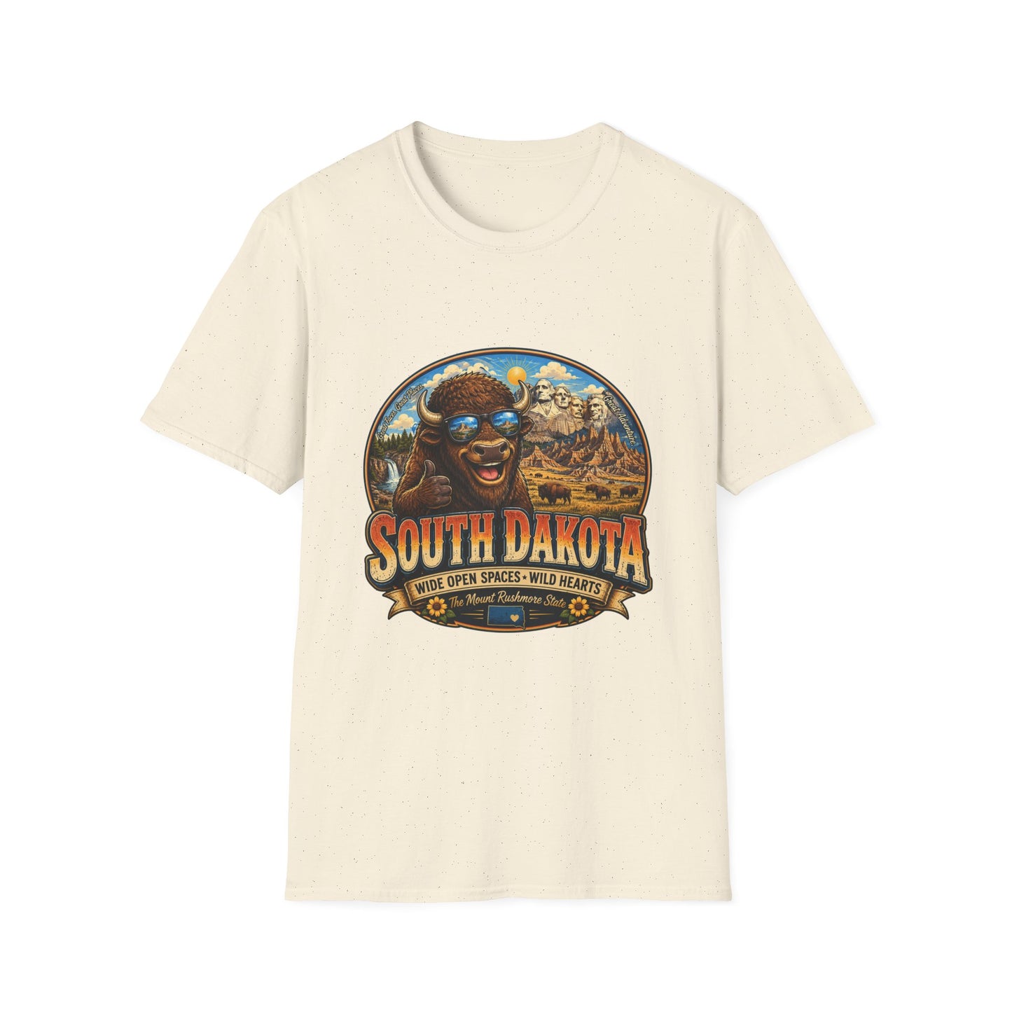 South Dakota Buffalo Vintage Tee — Retro Mount Rushmore Travel T‑Shirt