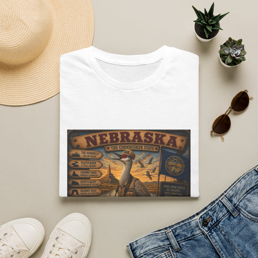 Nebraska State Vintage Poster T-Shirt — Cornhusker Prairie Scenic Graphic Tee