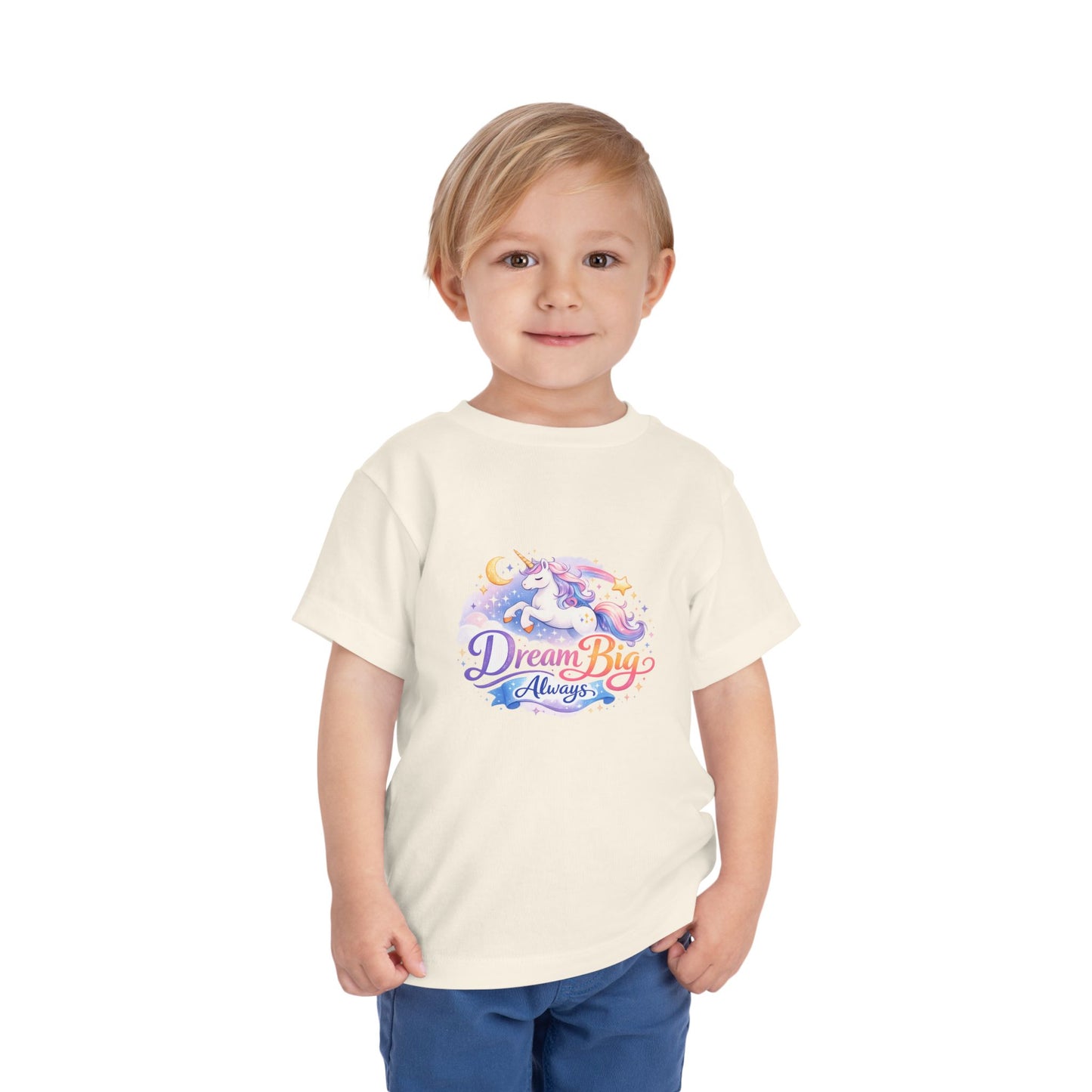 Toddler Tee — Dream Big Always Unicorn Graphic
