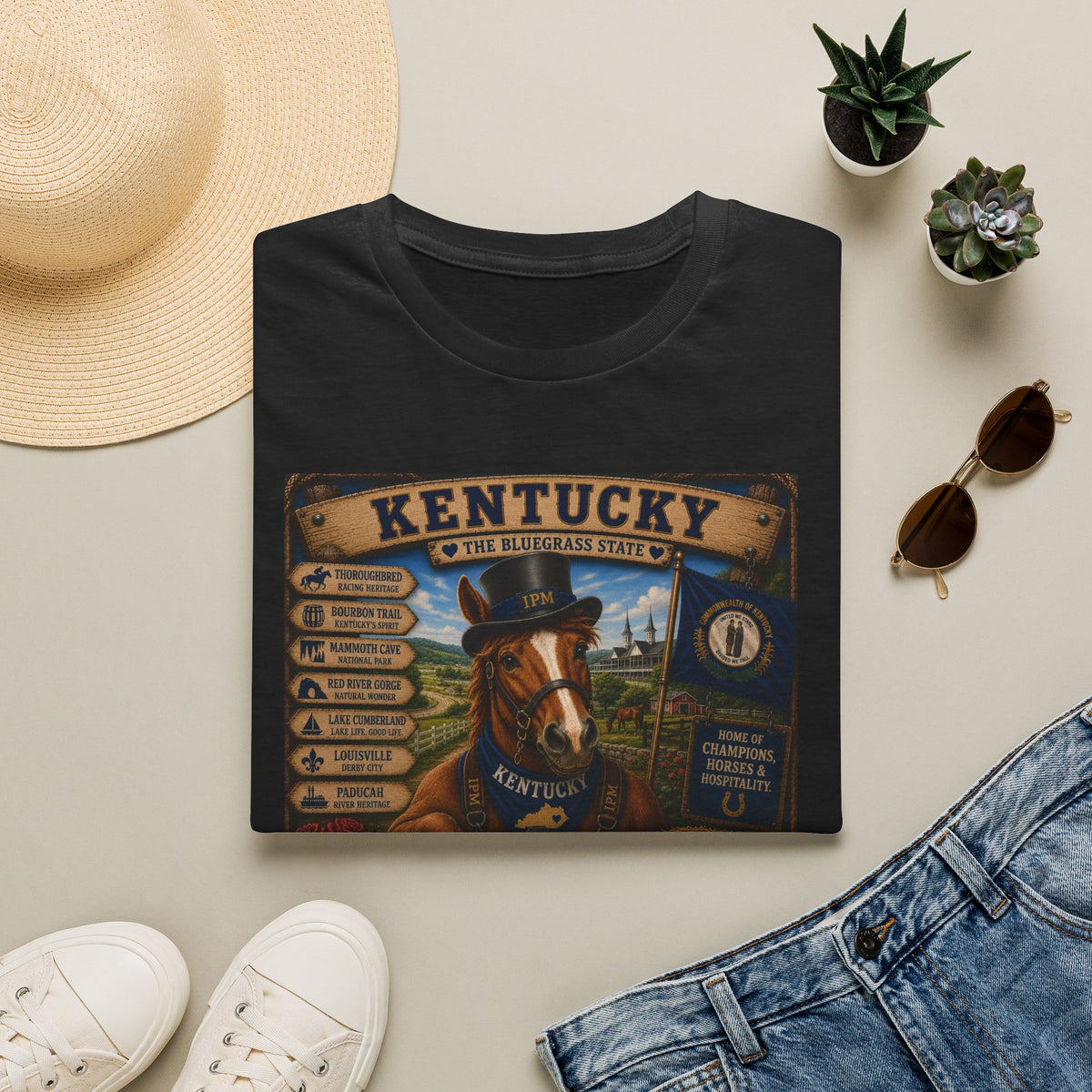 Kentucky Horse State Retro Vintage Graphic T-Shirt