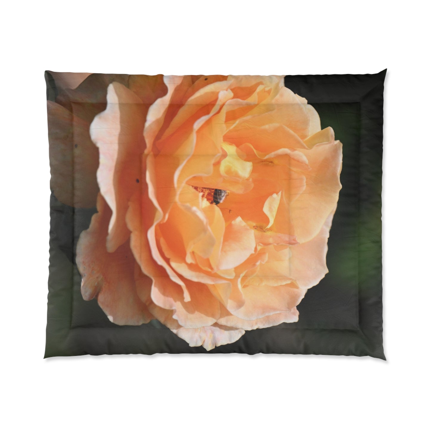 Floral Comforter - Large Peach Rose Print Bedding for Cozy Bedrooms