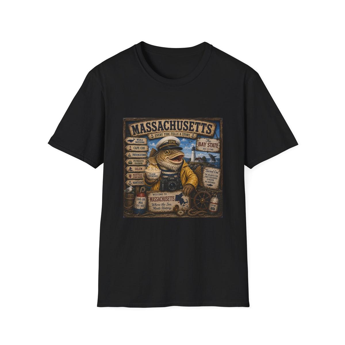 Massachusetts Fisherman T-Shirt – Vintage Cape Cod & Bay State Nautical Tee