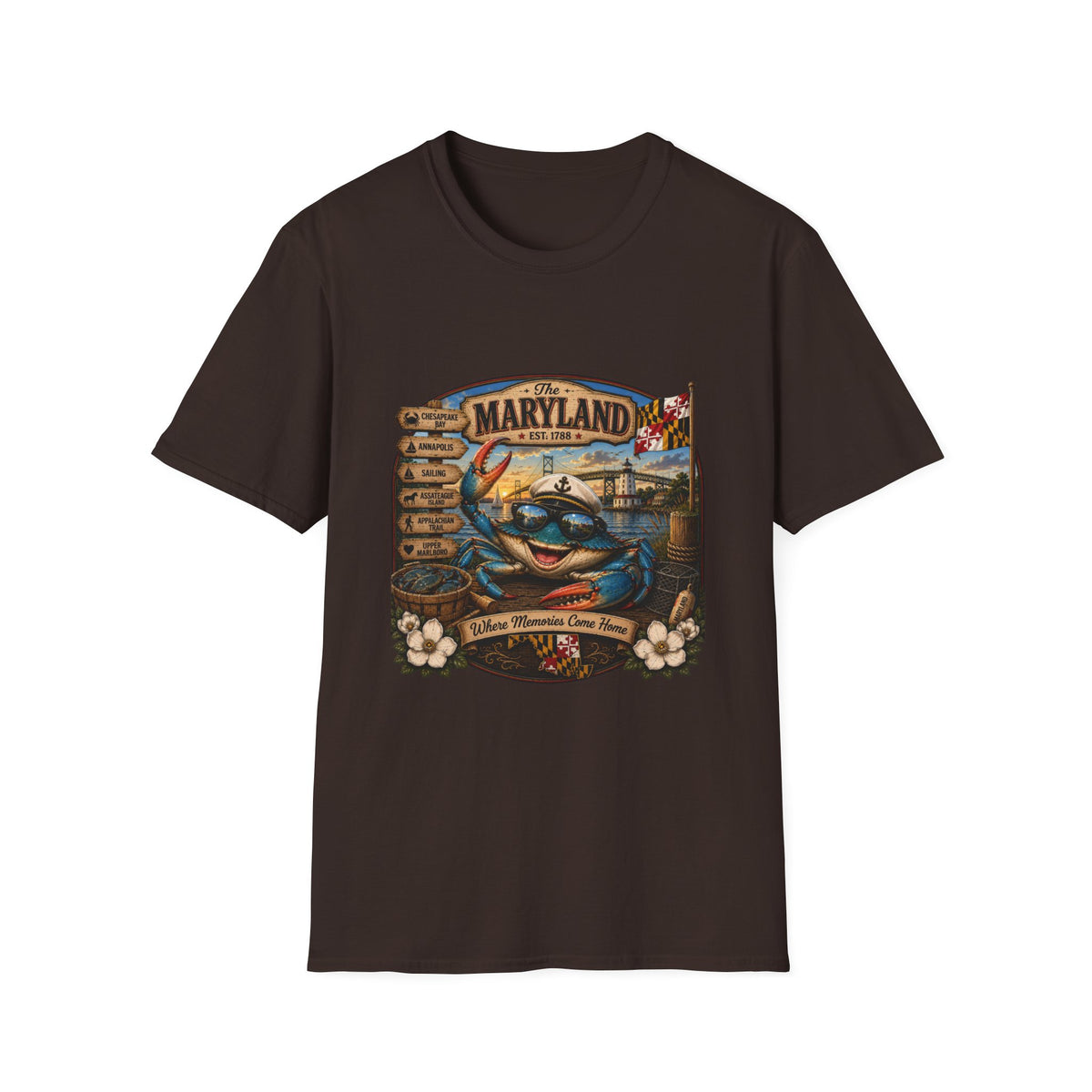 Maryland Vintage Crab T-Shirt – Chesapeake Bay Coastal Travel Tee