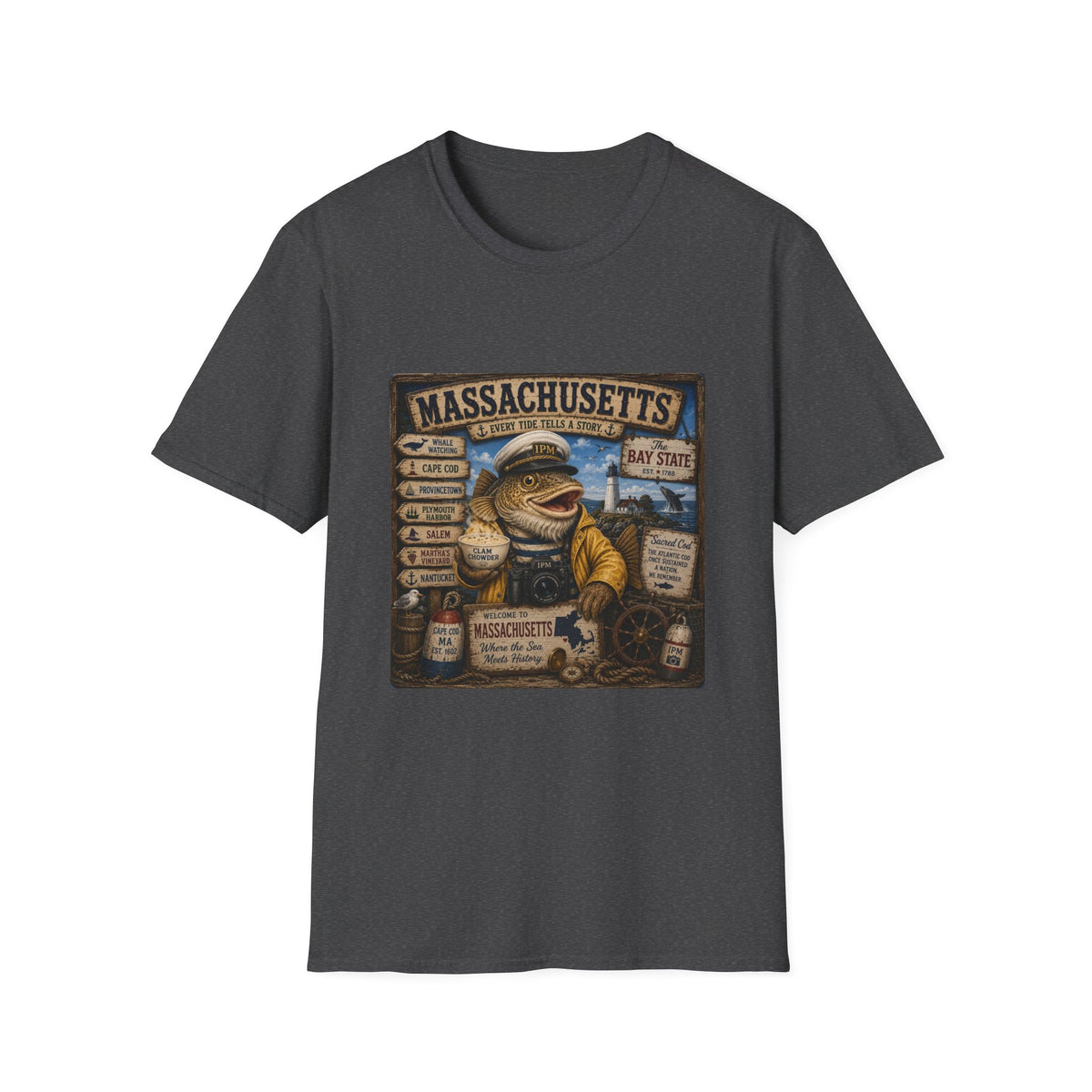 Massachusetts Fisherman T-Shirt – Vintage Cape Cod & Bay State Nautical Tee