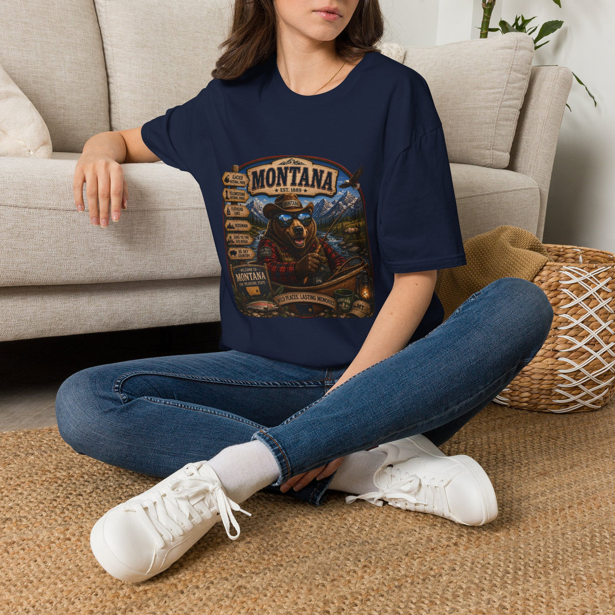 Montana Bear Graphic T-Shirt — Vintage Outdoor Scenic Tee