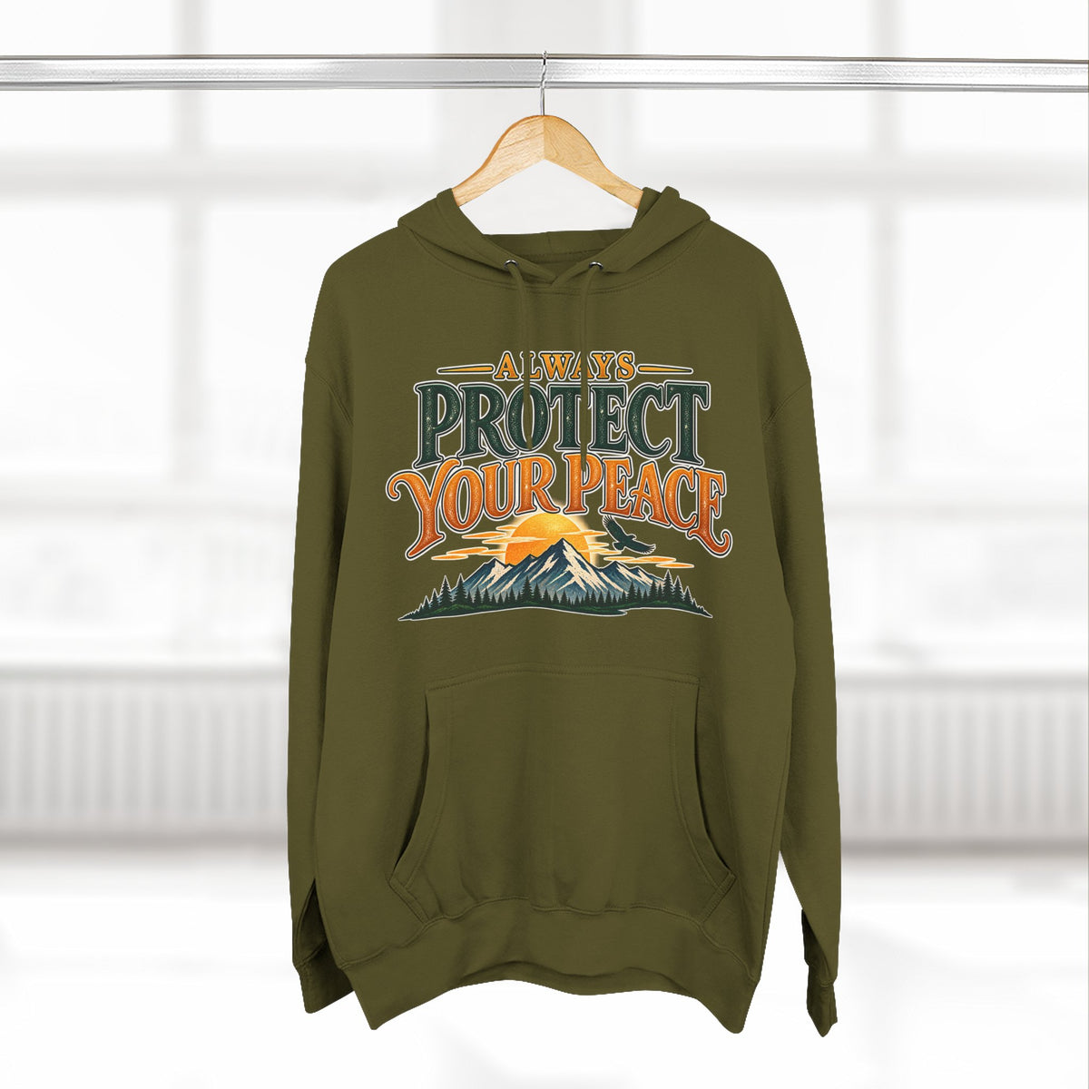 Hoodie - "Always Protect Your Peace" Mountain Graphic Fleece Hoodie