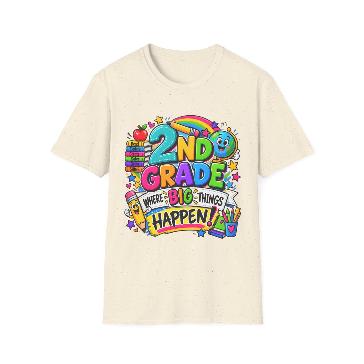 2nd Grade T-Shirt — Colorful Back-to-School Kids Tee (“2nd Grade Where Big Things Happen!”)