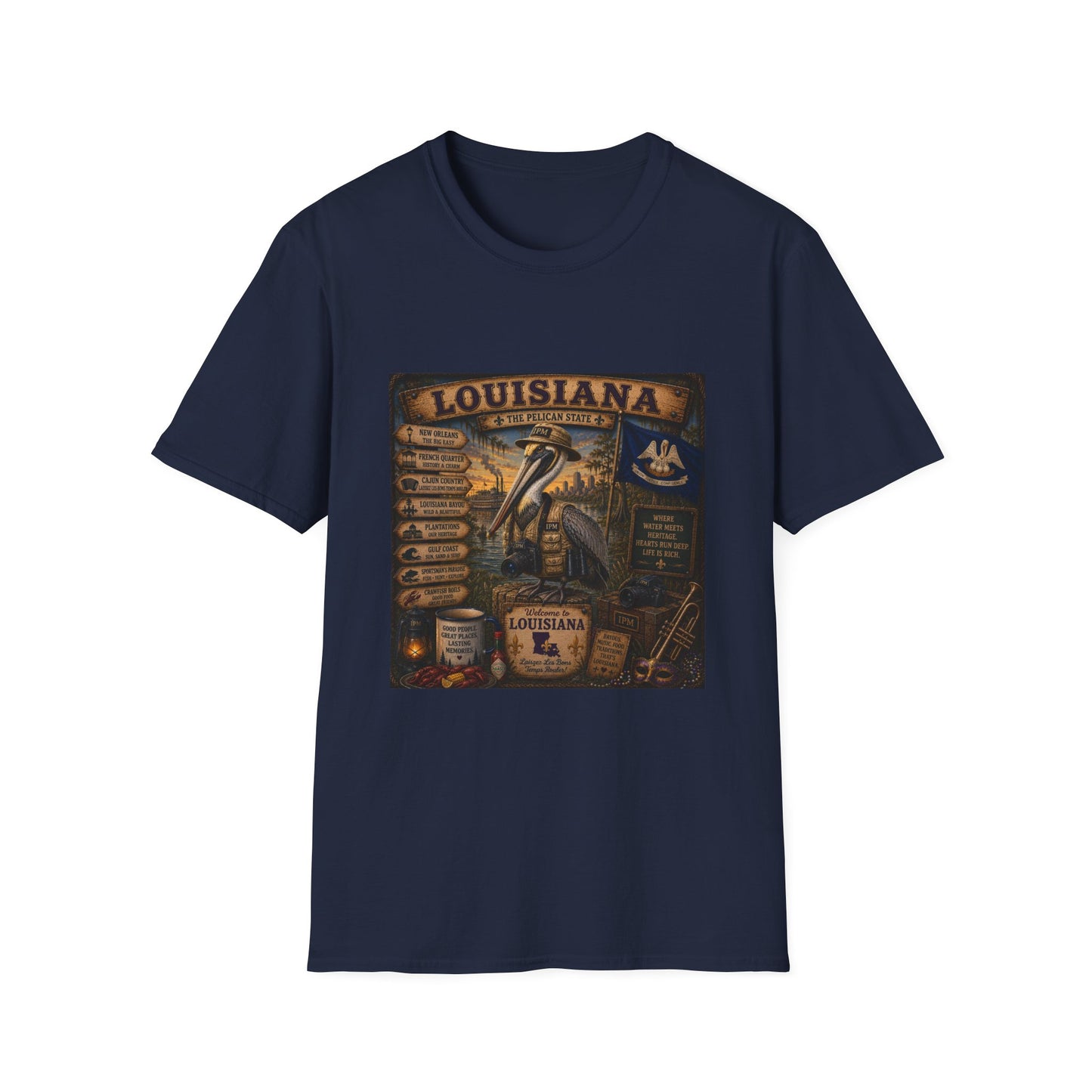 Louisiana Pelican State Vintage Poster T-Shirt — Retro Travel Souvenir