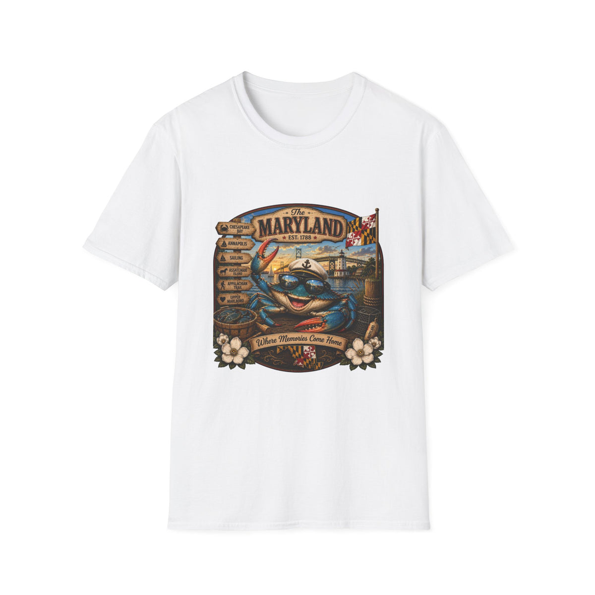Maryland Vintage Crab T-Shirt – Chesapeake Bay Coastal Travel Tee