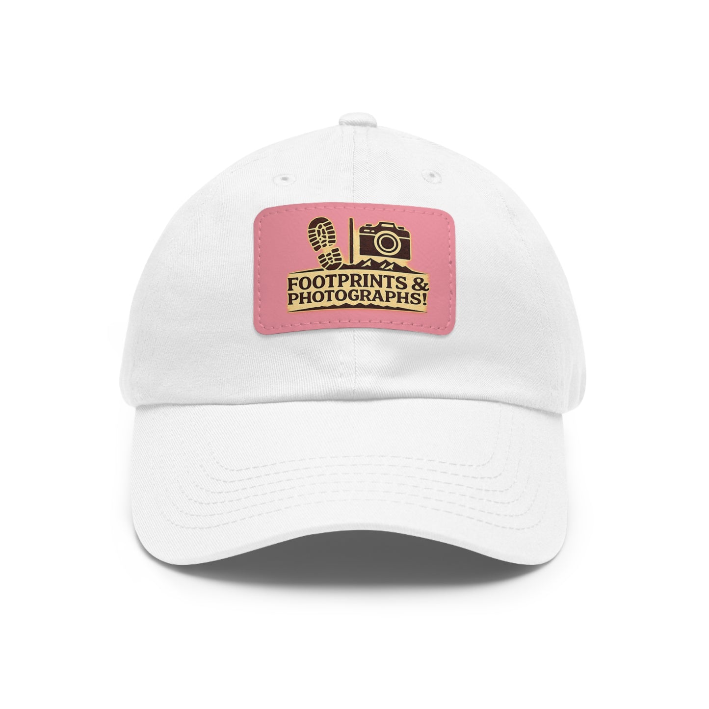 Leather Patch Dad Hat — "Footprints & Photographs" Outdoor Photographer Cap