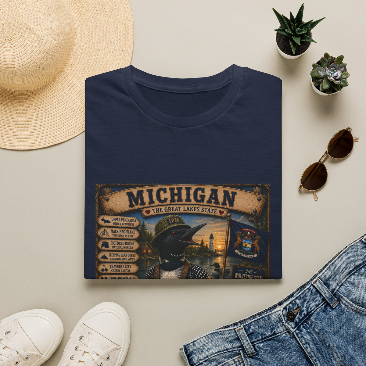Michigan Vintage Travel T-Shirt — The Great Lakes State Graphic Tee
