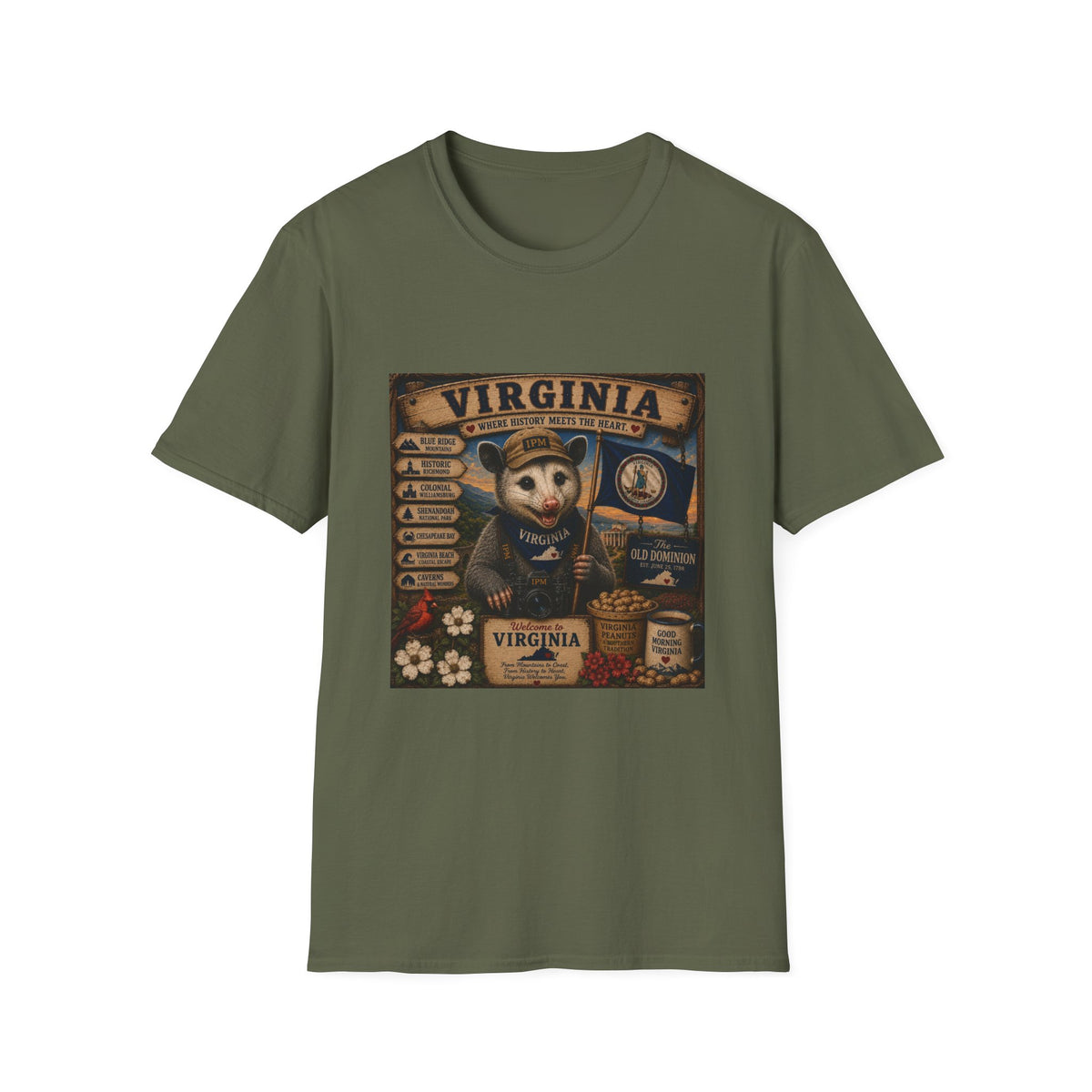 Virginia State Vintage Puppy T‑Shirt — Retro Travel Badge Design