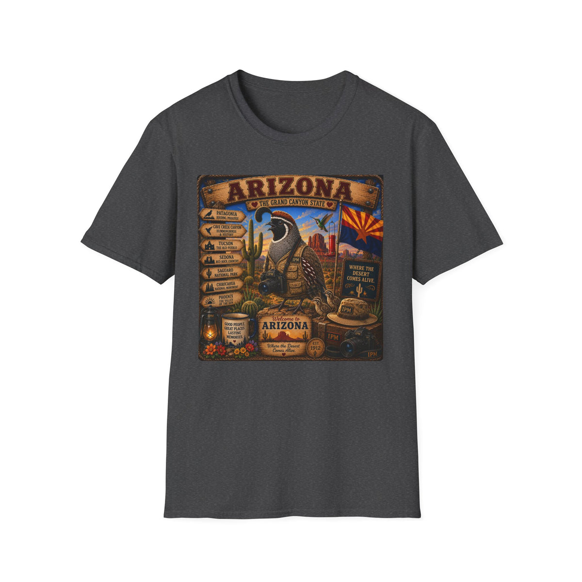 Arizona Vintage State Poster T‑Shirt — Grand Canyon Travel Tee