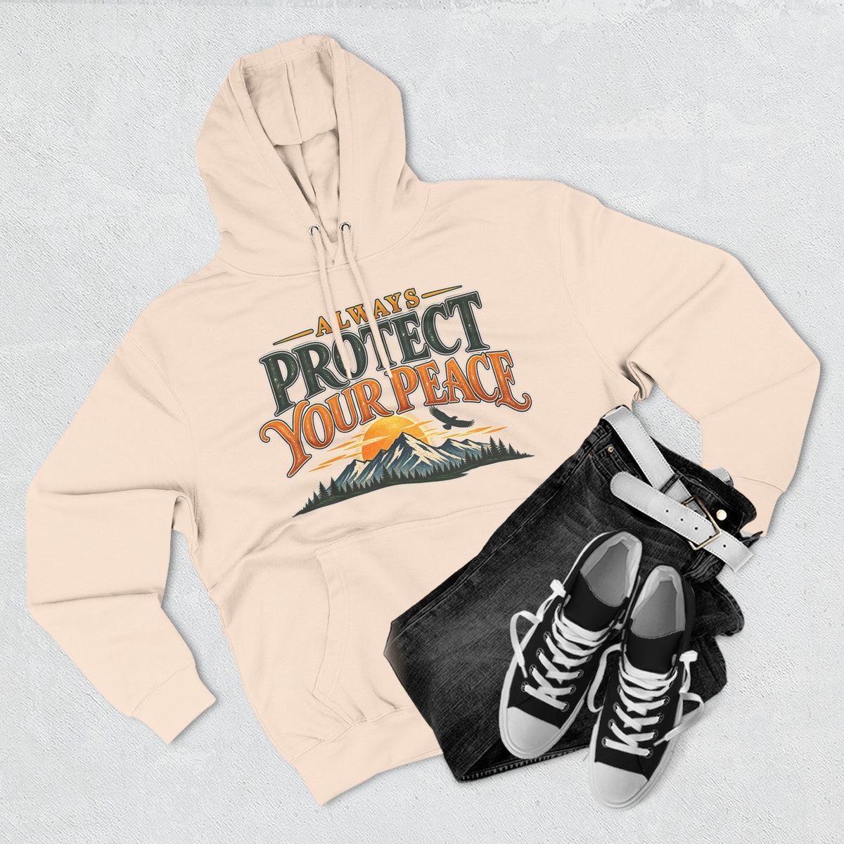 Hoodie - "Always Protect Your Peace" Mountain Graphic Fleece Hoodie