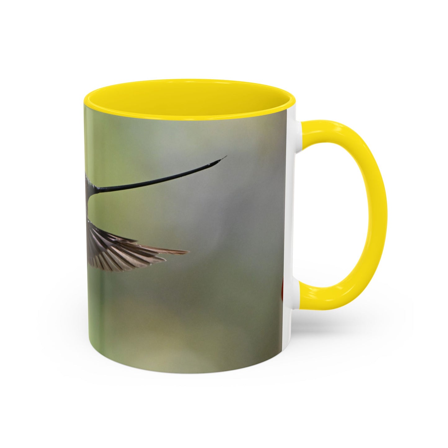 Hummingbird Accent Coffee Mug – 11/15oz Ceramic Mug with Black Interior & Handle