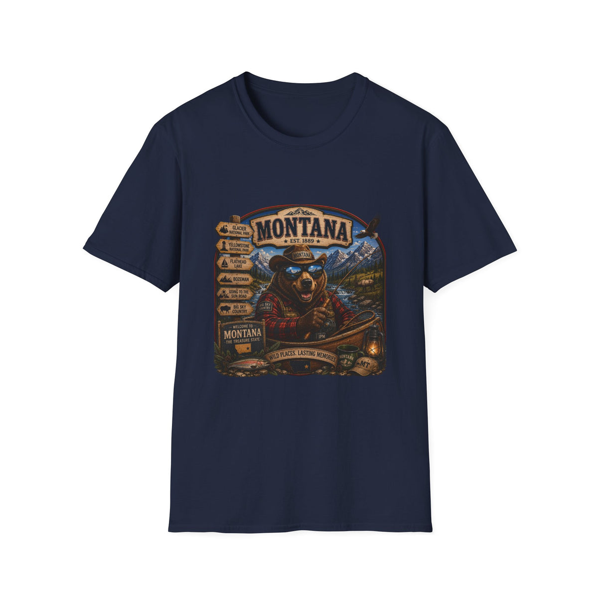 Montana Bear Graphic T-Shirt — Vintage Outdoor Scenic Tee