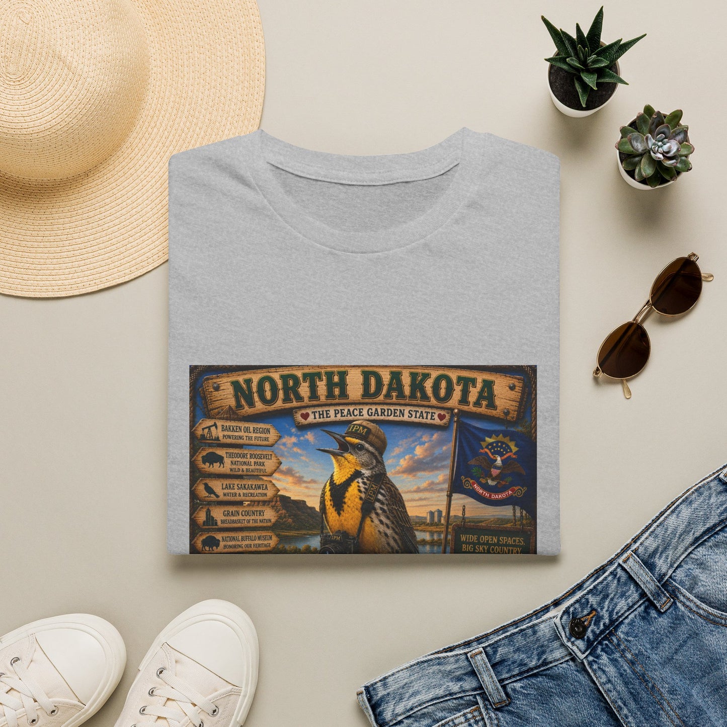 North Dakota State Pride T‑Shirt — "North Dakota: The Peace Garden State" Vintage Travel Design