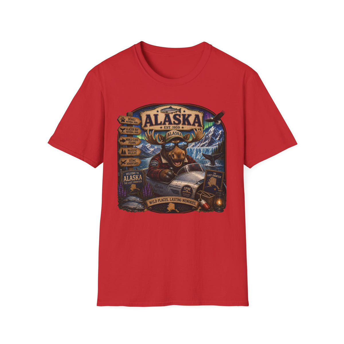 Alaska Moose Graphic T-Shirt — Vintage Wilderness Travel Souvenir