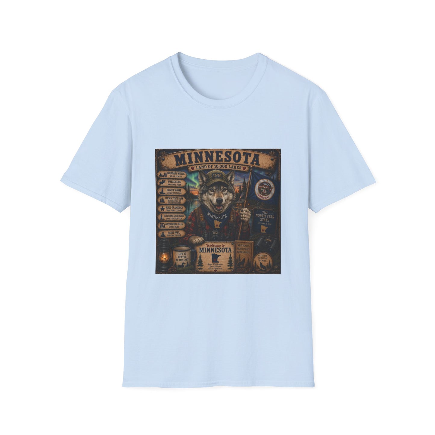 Minnesota Wolf Vintage Graphic T-Shirt – Land of 10,000 Lakes Travel Tee