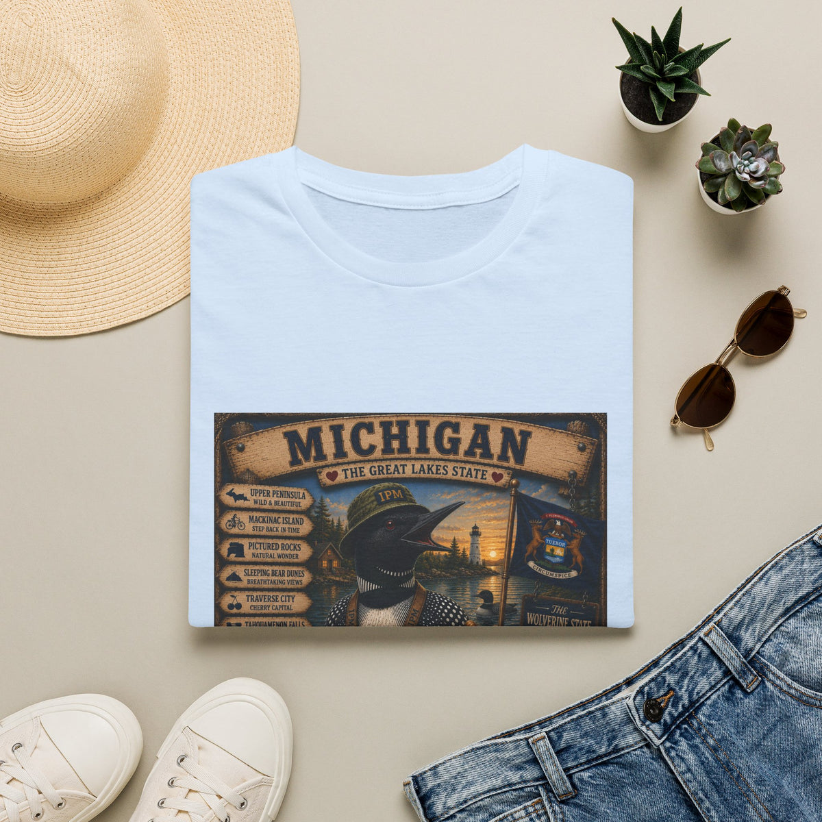 Michigan Vintage Travel T-Shirt — The Great Lakes State Graphic Tee