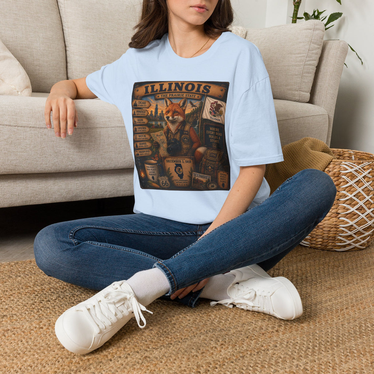 Illinois Vintage Fox Tee — The Prairie State Travel Souvenir T-Shirt